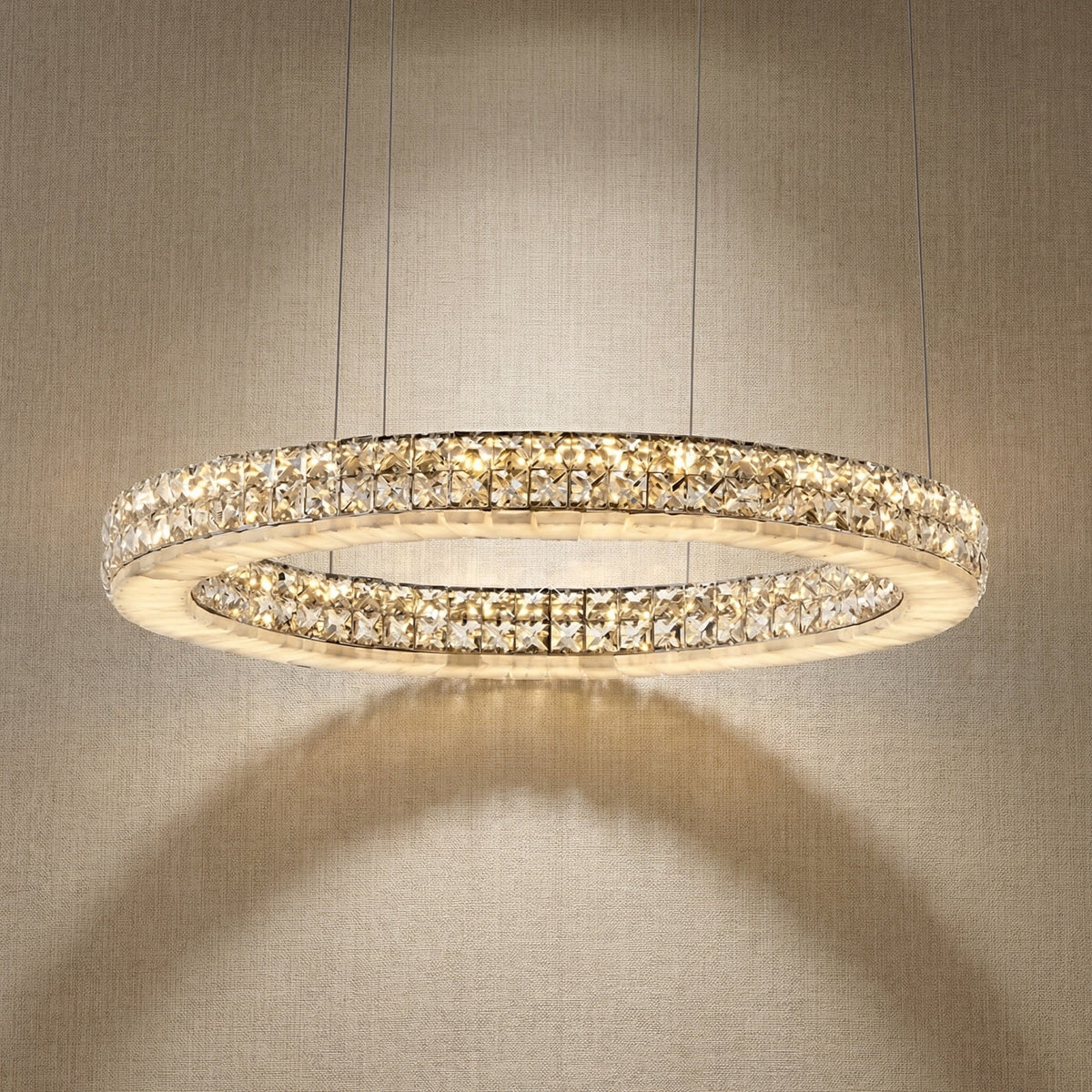 Daeis Crystal and Alabaster Chandelier