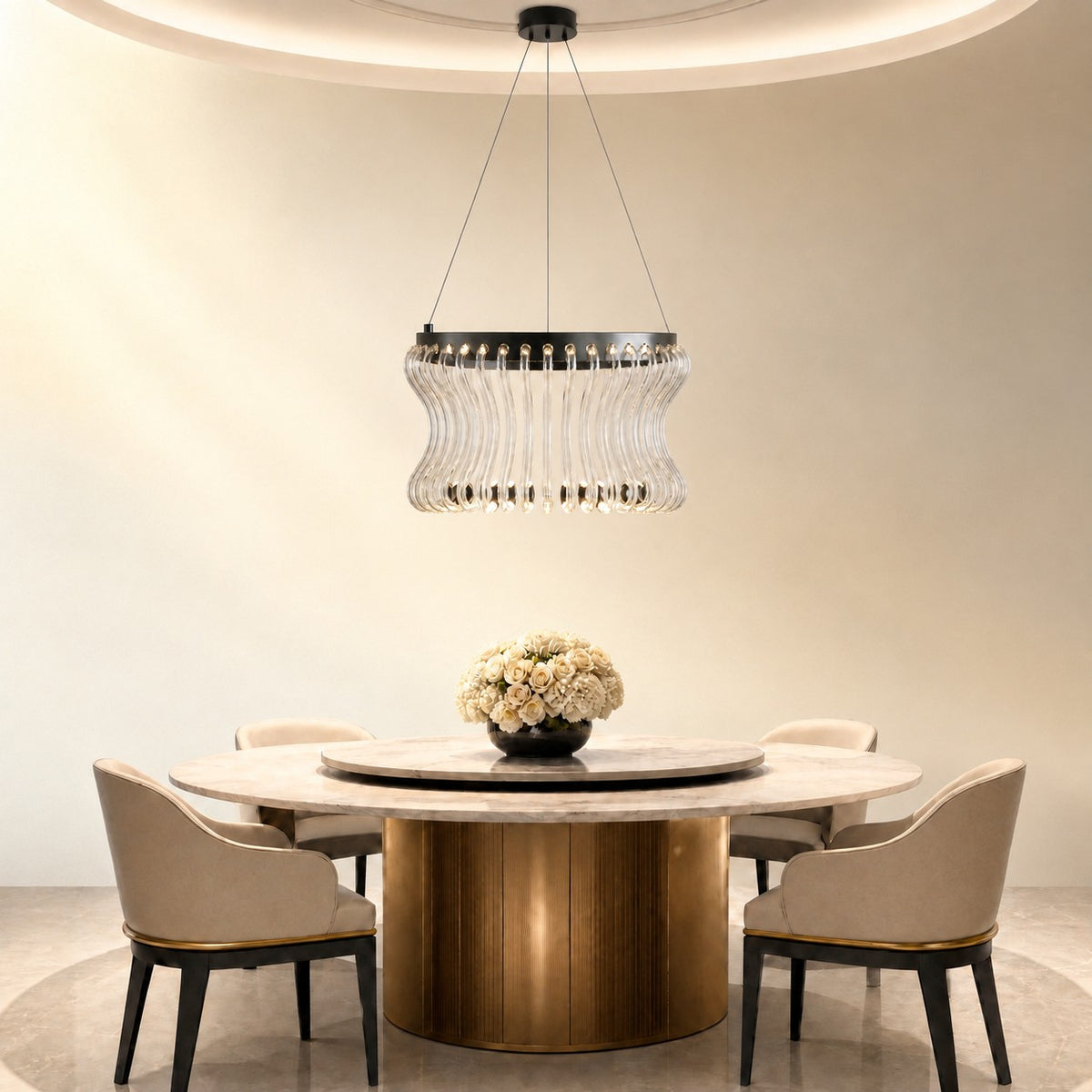Yorior Glass Round Chandelier 21.6"D