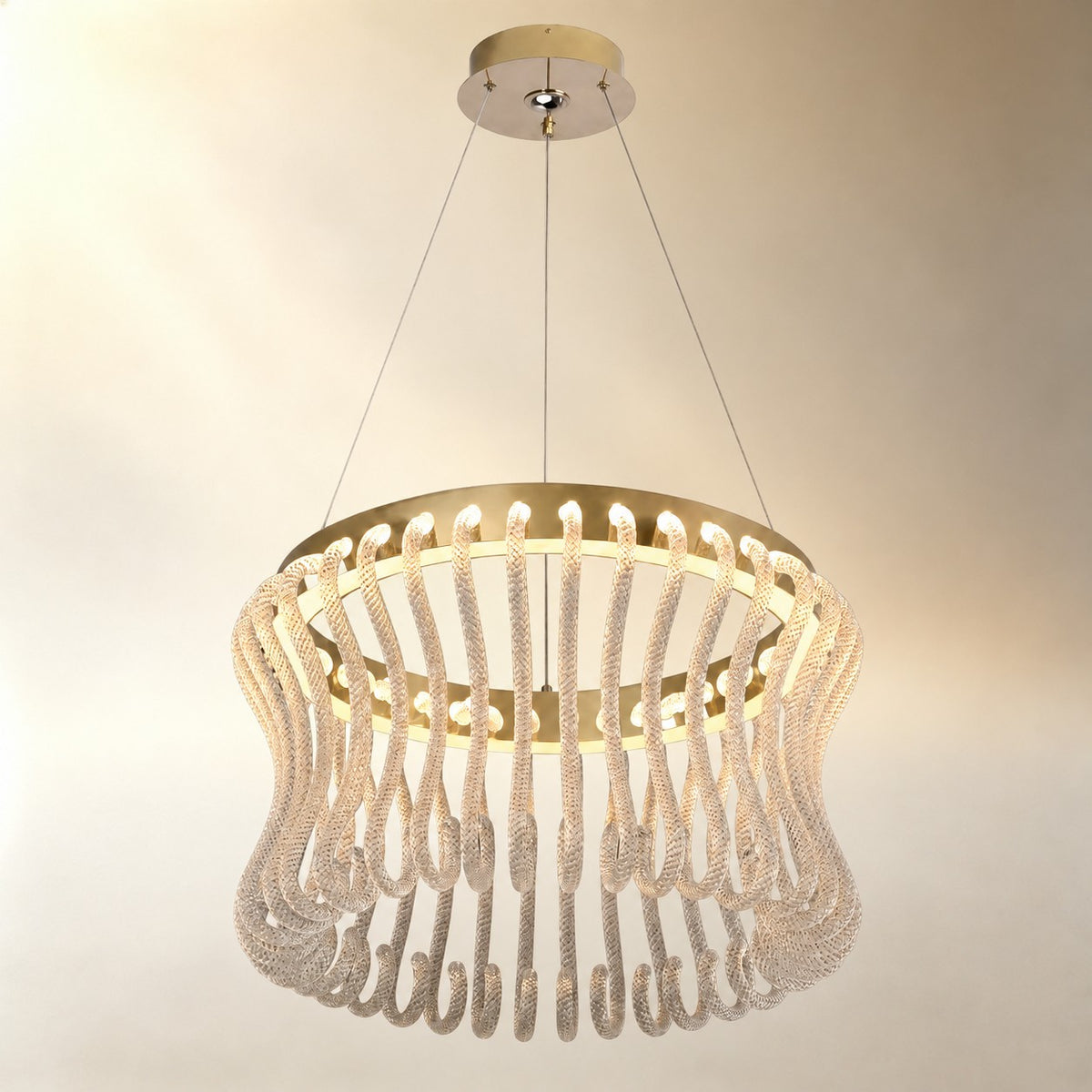 Yorior Glass Round Chandelier 21.6"D