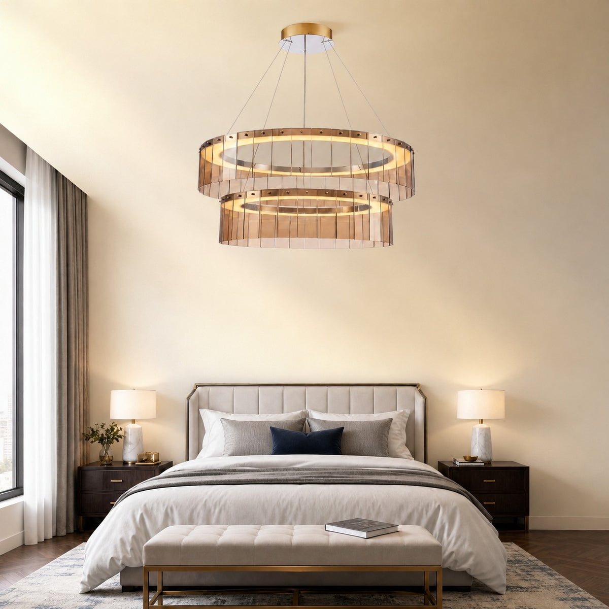 Zaevan Glass Tiered Chandelier 39"