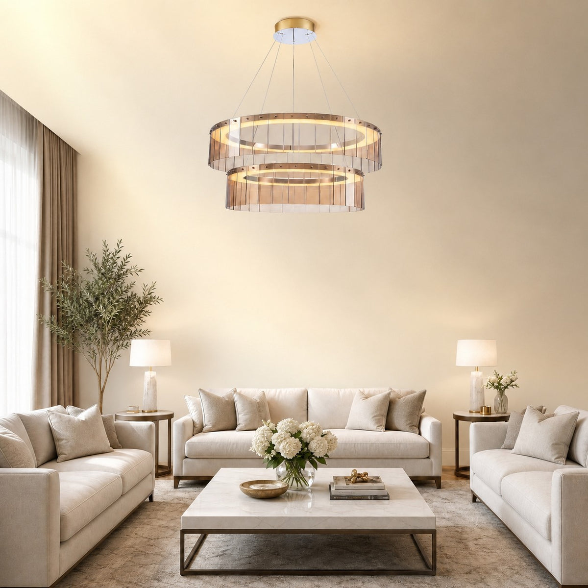 Zaevan Glass Tiered Chandelier 39"