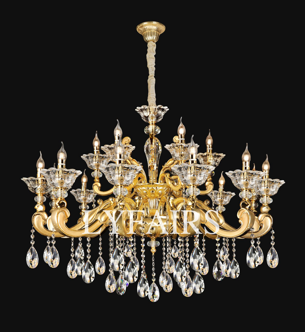 Baroque Revival Classical Brass Branches Candle Light Chandelier