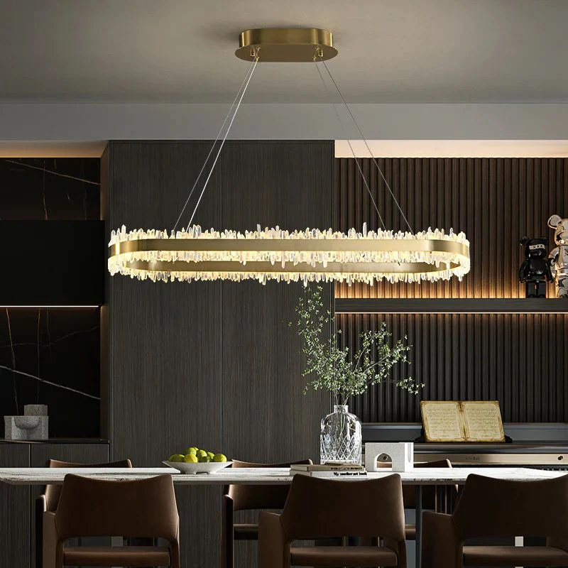 JC Modern Quartz Crystal Oval Chandelier