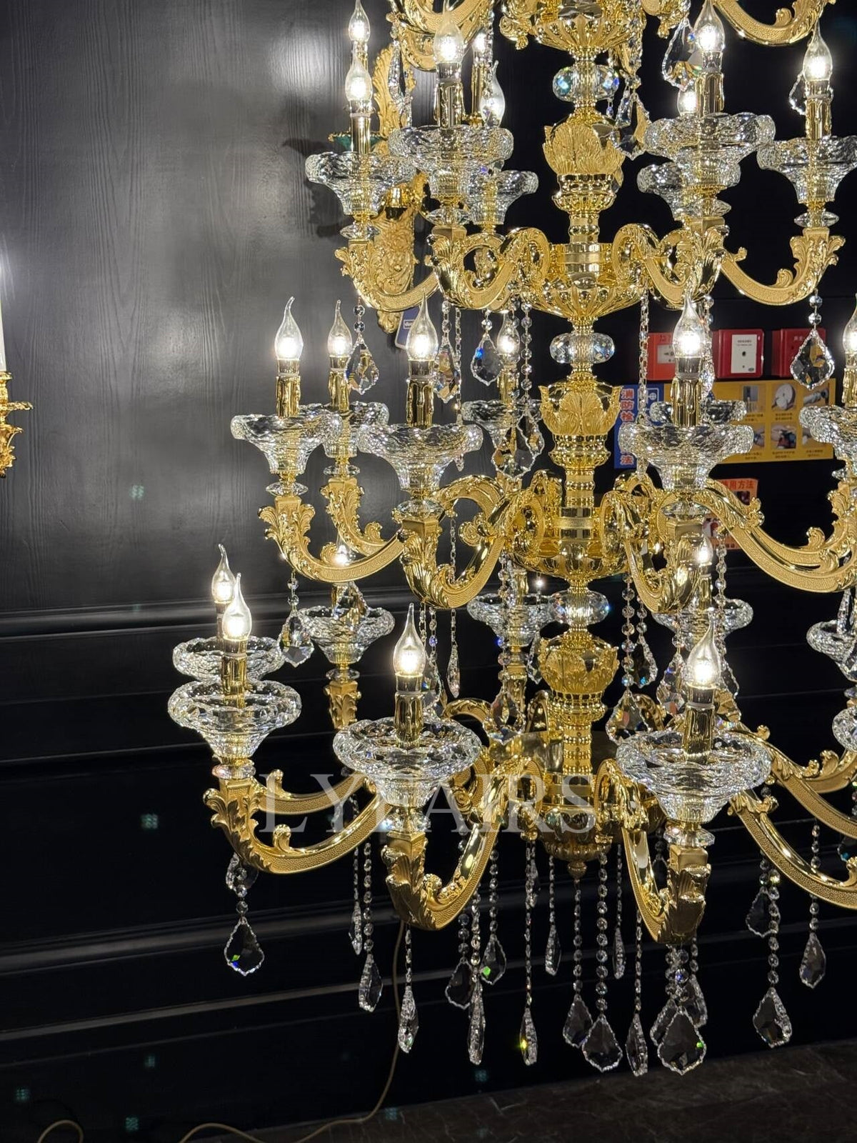 Baroque Revival Crystal Chandelier with Industrial 24K Gold Finish