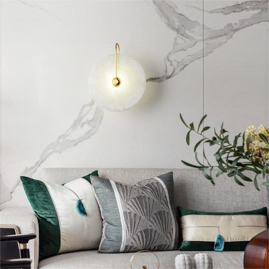 Denise Alabaster Round Bedroom Bedside Wall Sconce