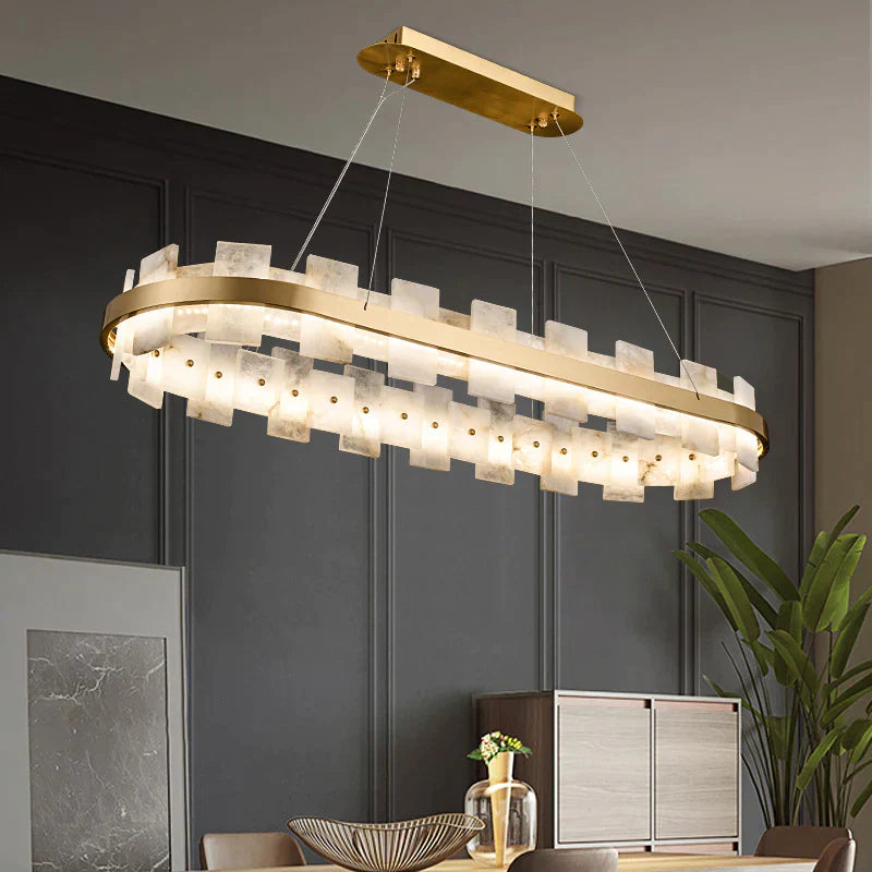 Denise Anita Modern Oval Alabaster Chandelier