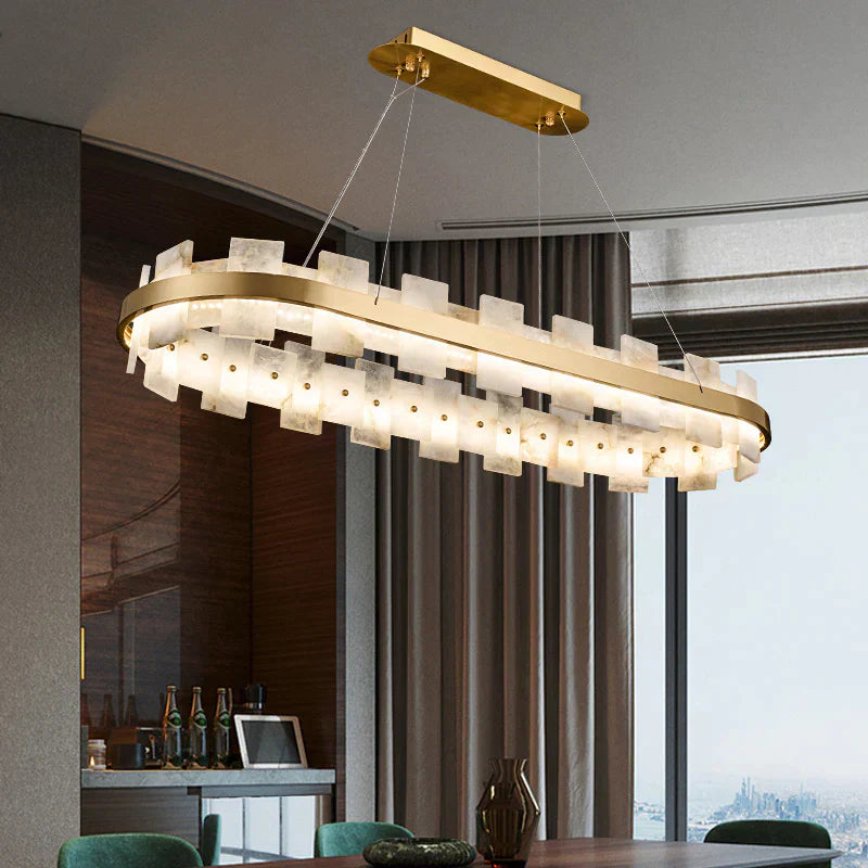 Denise Anita Modern Oval Alabaster Chandelier