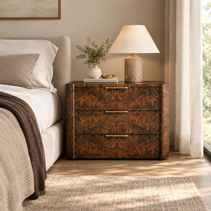Sculptural Burl Wood Bedside Table