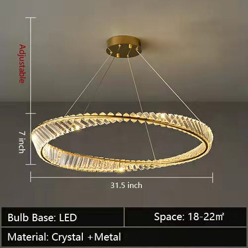 1/2/3-Ring Crystal Chandelier for Luxury Living/ Dining Room/Bedroom