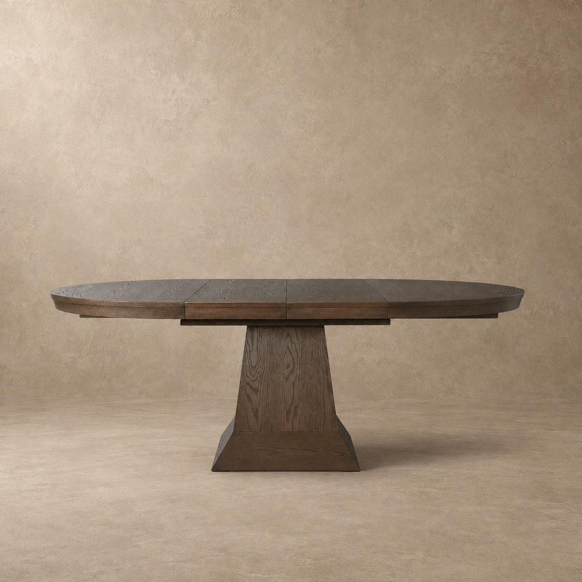 Round Oak Extension Dining Table with Leaves