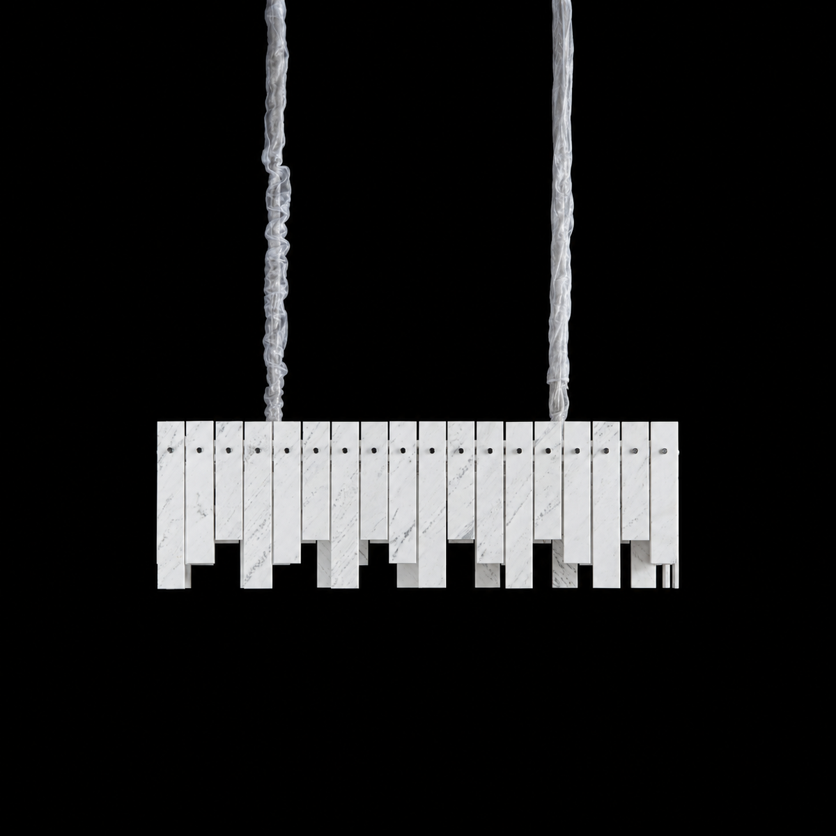 Modern Yugoslav White Luxury Stone Linear Chandelier