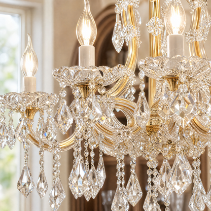 30" 10-Light Maria Theresa Crystal Chandelier - Gold