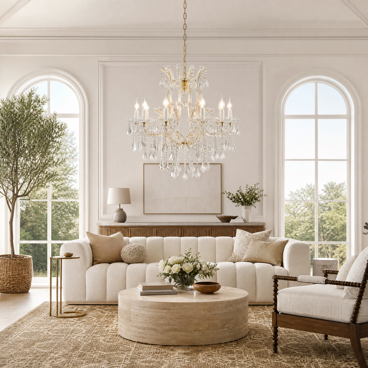 30" 10-Light Maria Theresa Crystal Chandelier - Gold