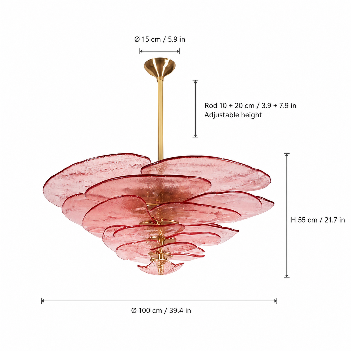 Living Room/Dining Room Chandelier – Artisan Murano Style Petal Cascade