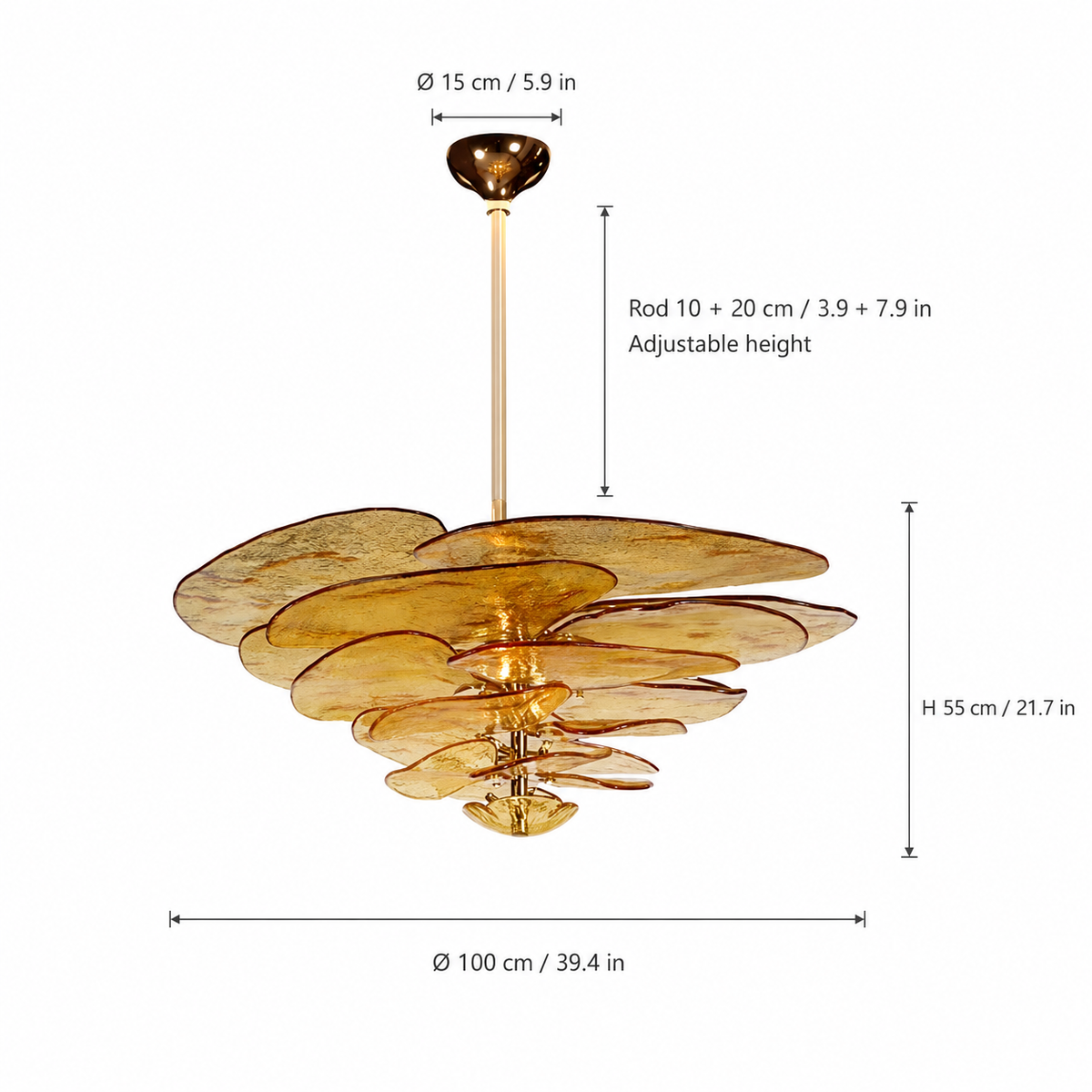 Living Room/Dining Room Chandelier – Artisan Murano Style Petal Cascade