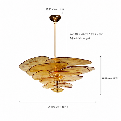 Living Room/Dining Room Chandelier – Artisan Murano Style Petal Cascade