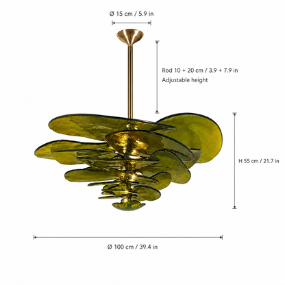 Living Room/Dining Room Chandelier – Artisan Murano Style Petal Cascade