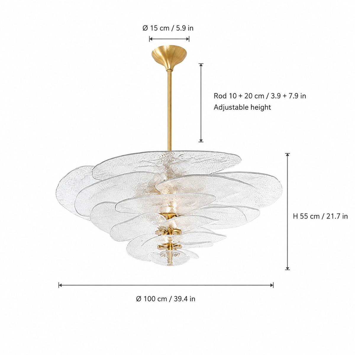 Living Room/Dining Room Chandelier – Artisan Murano Style Petal Cascade