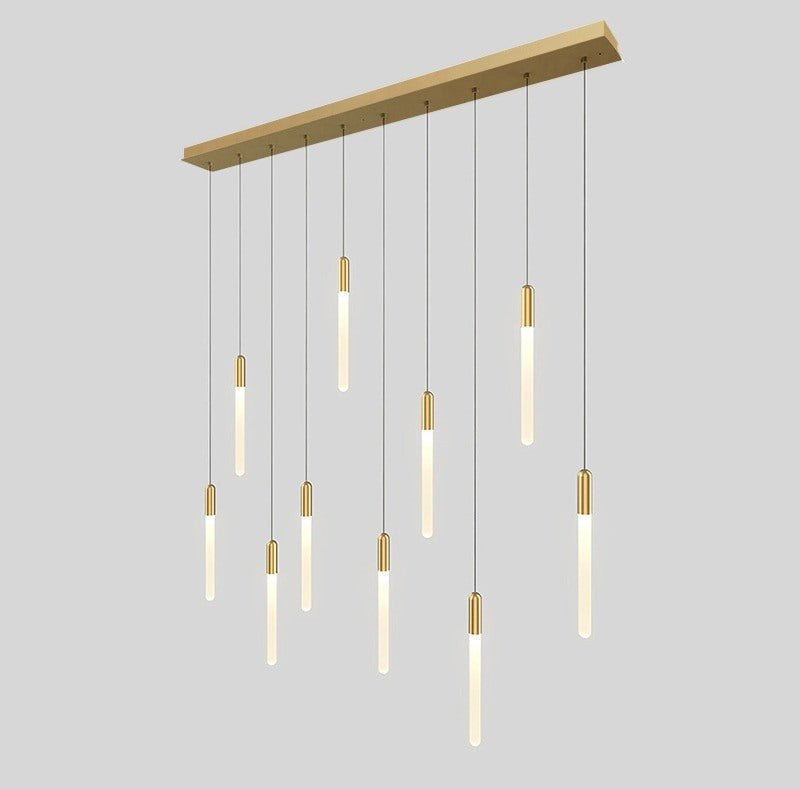 JC Gold/Black Long Hanging LED Chandelier for Staircase, Hallway, Lobby, Loft image | luxury lighting | home decor