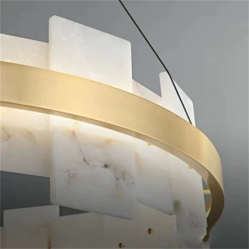 Denise Anita Modern Round Alabaster Chandelier