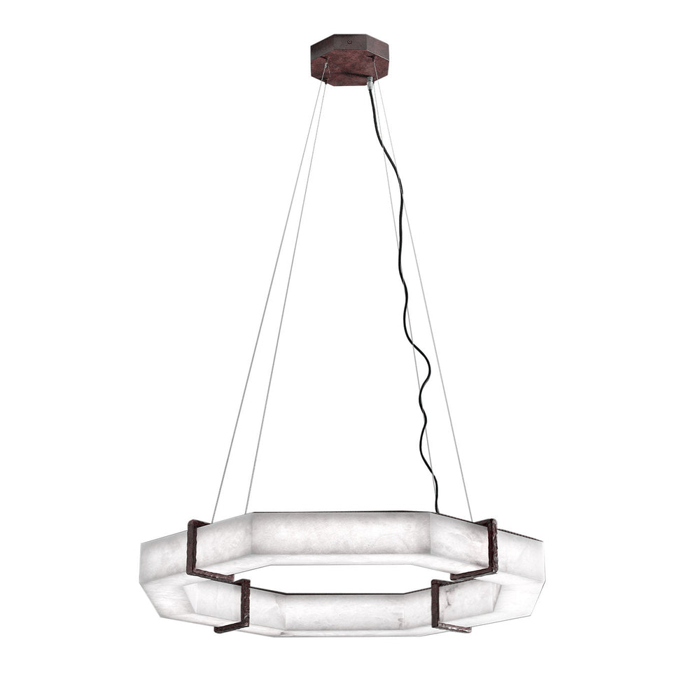 Celyn Retro Alabaster Living Room Chandelier, Round Lamp Lighting
