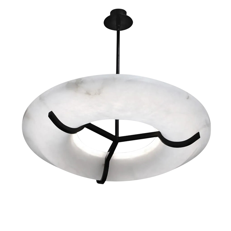 Denise Isla Round Alabaster Dining Room Chandelier, Modern Lamp