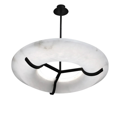 Denise Isla Round Alabaster Dining Room Chandelier, Modern Lamp