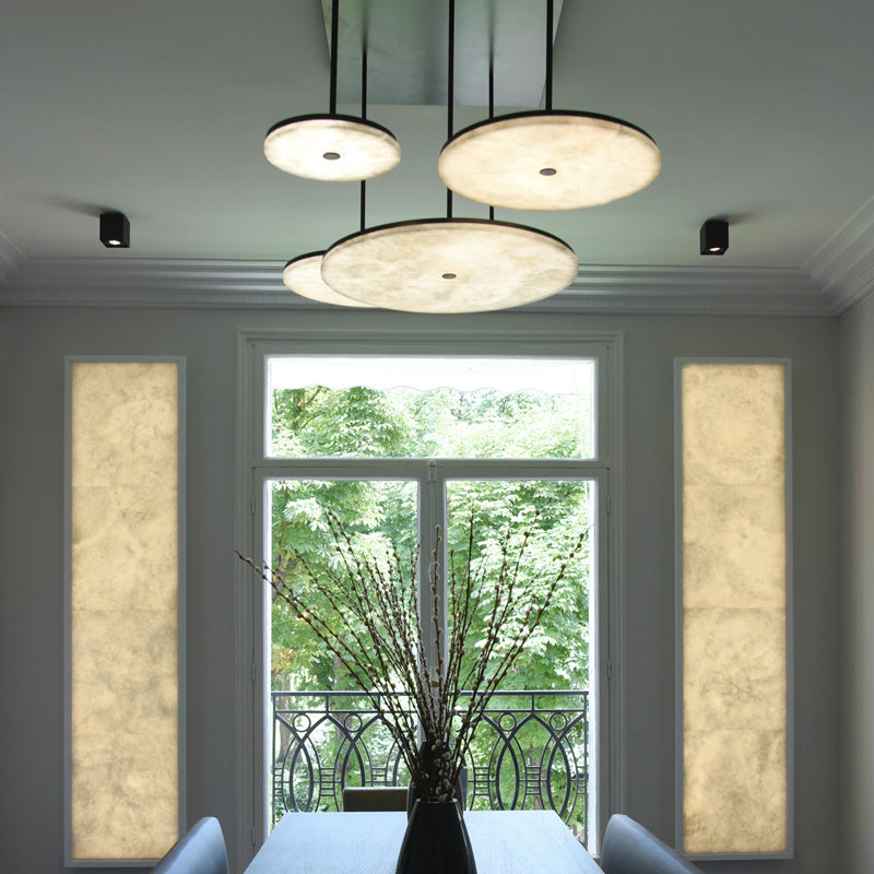 Denise Hazel Contemporary Alabaster Pendant Light for Living and Dining Spaces