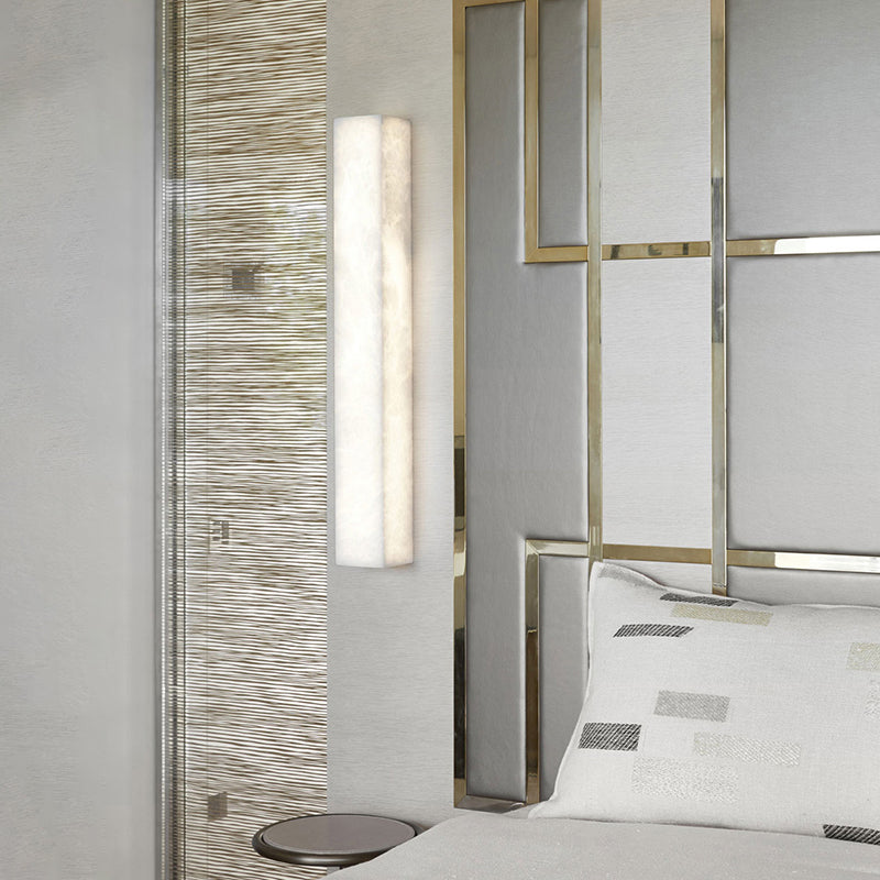 Denise Flor Rectangular Modern Alabaster Wall Light Besides Bed