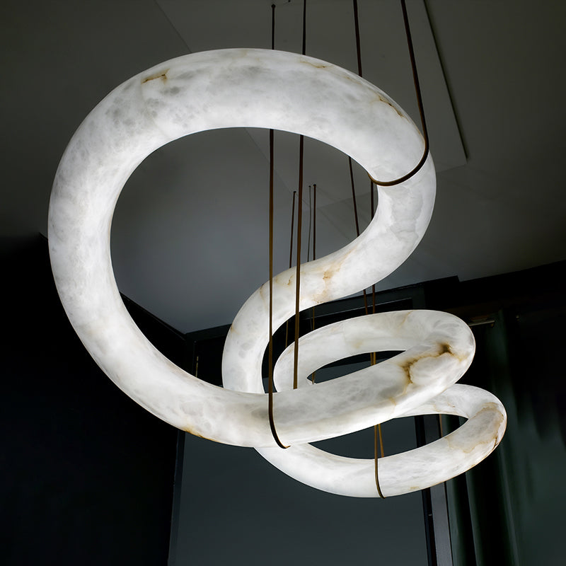 Denise Scarlett Designer Alabaster Pendant Light, Modern Inspired Chandelier