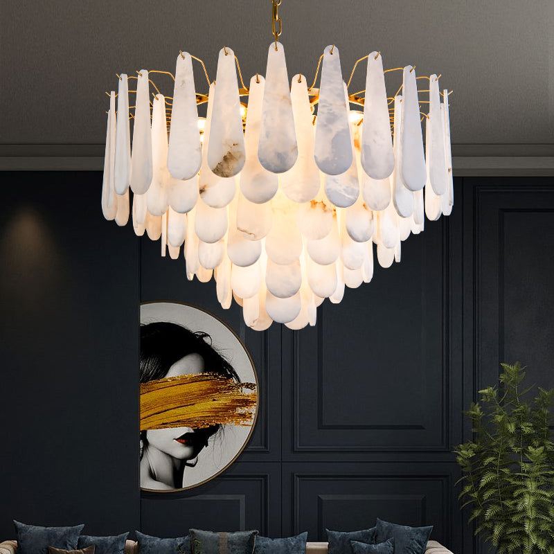 Anthea Spanish Alabaster Luxury Lamp Fixtures, Elegant Chandeliers