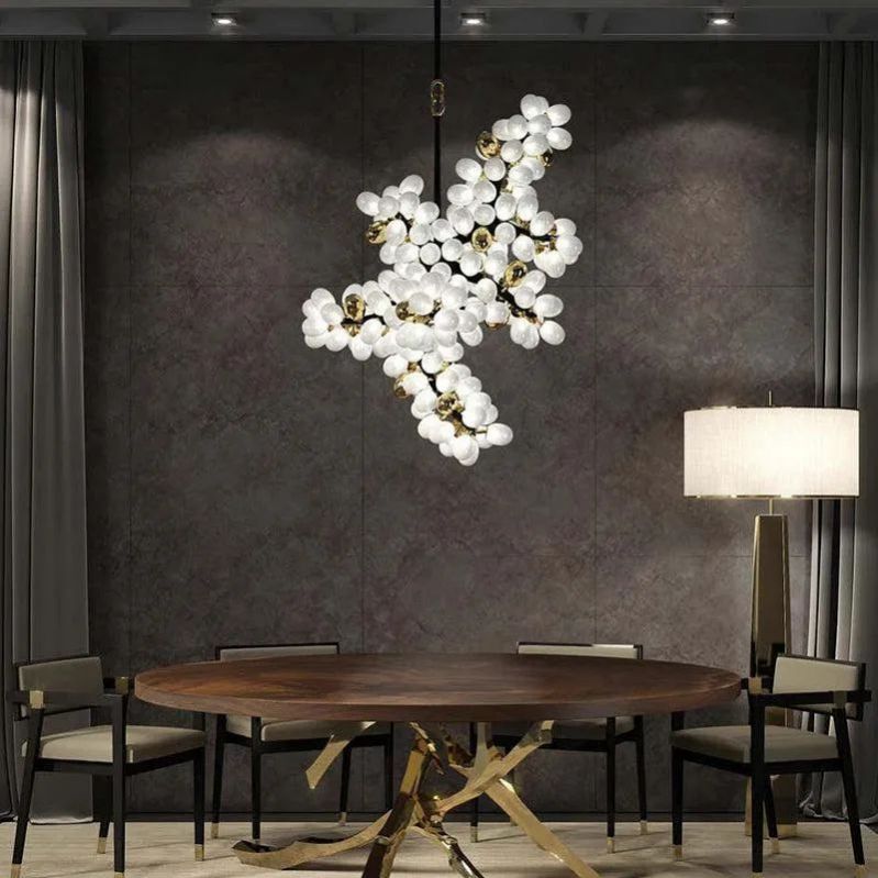 Pretty Grape Hanging Branch Chandelier Over kitchen Island