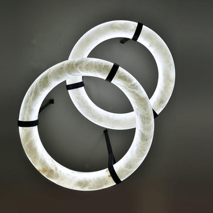 Annie Alabaster Pendant, Modern Chandelier with Leather Hook