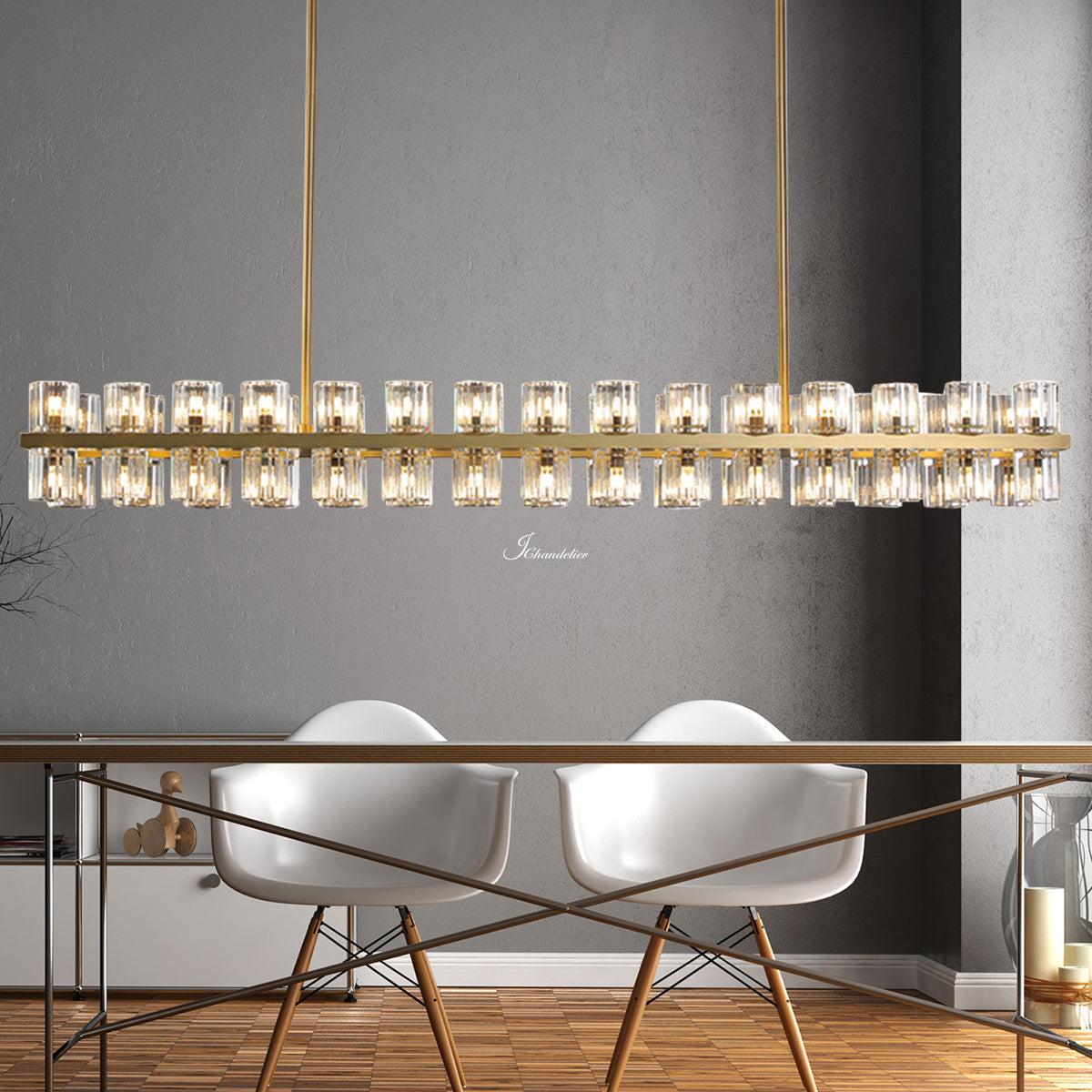 Auraline Crystal Rectangular Chandelier 54"