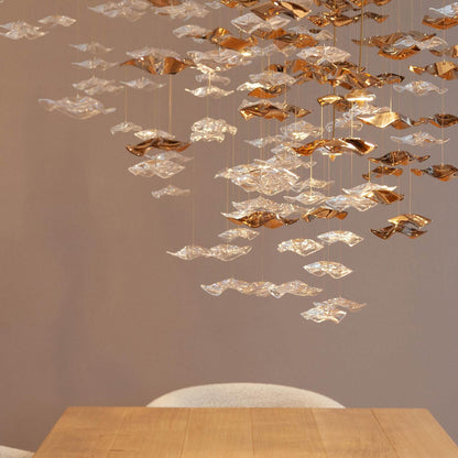 Calliope Coastal Sands Wave Glass Chandelier, Artisic Handmade Glass Chandelier