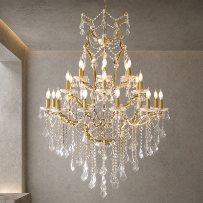 37.4" 24-Light Maria Theresa Crystal Chandelier - Gold