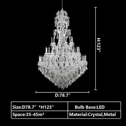 Oversized Luxury Traditional Gold/Chrome Candle Branch Crystal Chandelier for 2-story/Duplex Buildings