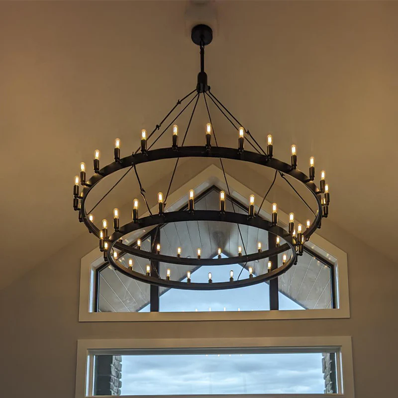 Celestine Vintage Filament 2-Tier Round Chandelier 63''