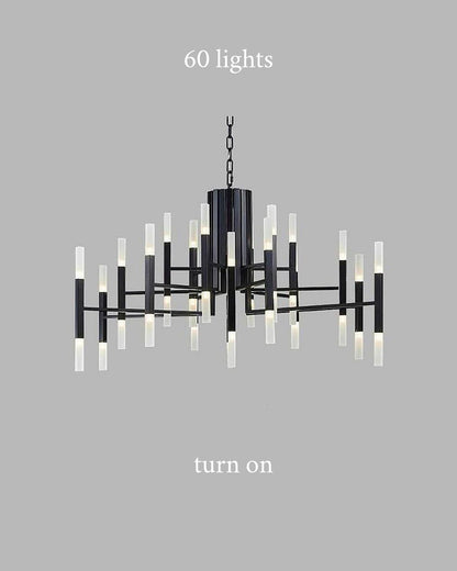 Deniselamp® Gold/Black Postmodern LED Chandelier For Living Room, Lobby, Restaurant 36 lights - Dia102.1xH70.1cm / Dia40.2xH27.6" / Cold light / Black