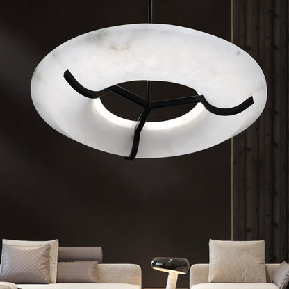 Isla Round Alabaster Dining Room Chandelier, Modern Lamp