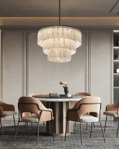Stairwell Luxury Modern LED High Ceiling Large Alabaster Chandelier