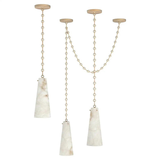 Contemporary Lucca Chandelier 202A-3 in Alabaster, 3-Light Vintage Alabaster Pendant Cluster