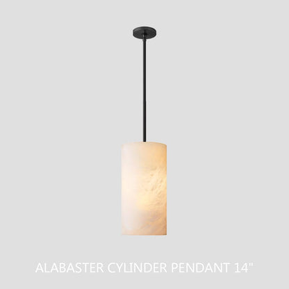 Hand Carved Alabaster Cylinder Pendent