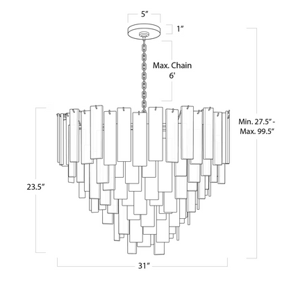 Tidelle Brass Clear Glass Chandelier Large