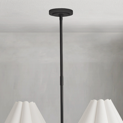 Polara white linen Chandelier(Blackened Brass)