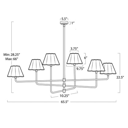 Polara white linen Chandelier(Blackened Brass)