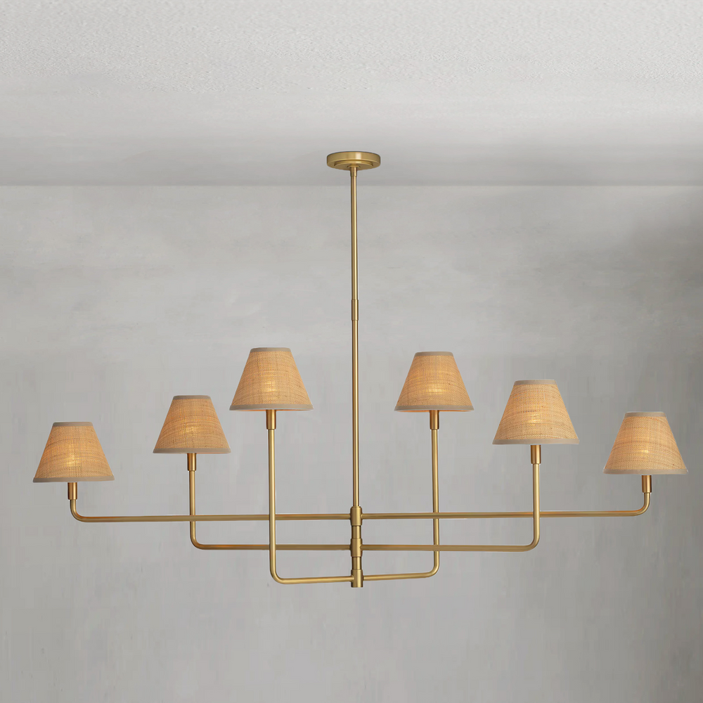 Polara Brass rattan Chandelier