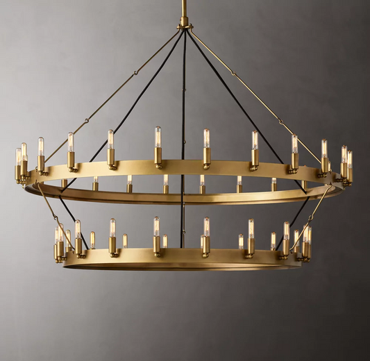 Camilo Vintage Filament Two-Tier Round Chandelier 71"