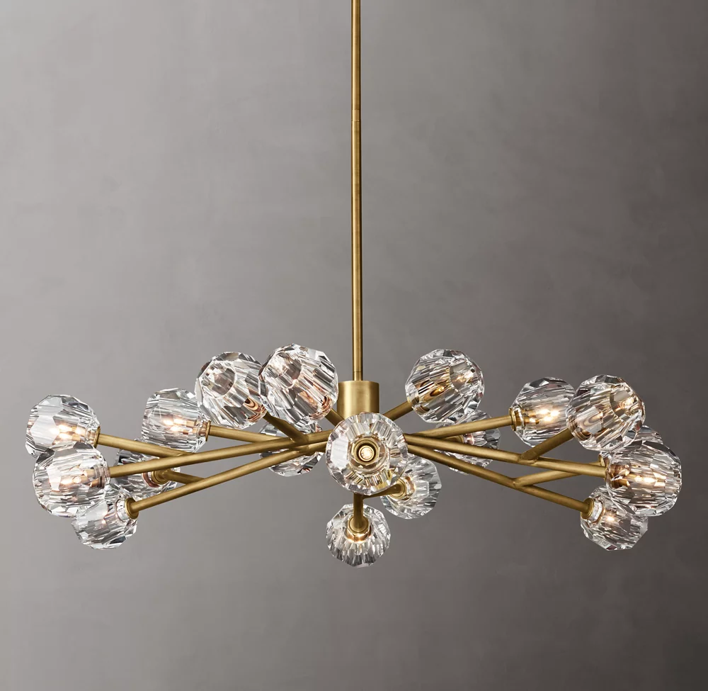 Bouble Crystal Clear Glass Round Chandelier 48"