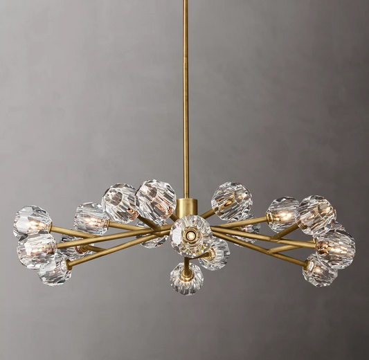 Bouble Crystal Clear Glass Round Chandelier 60"